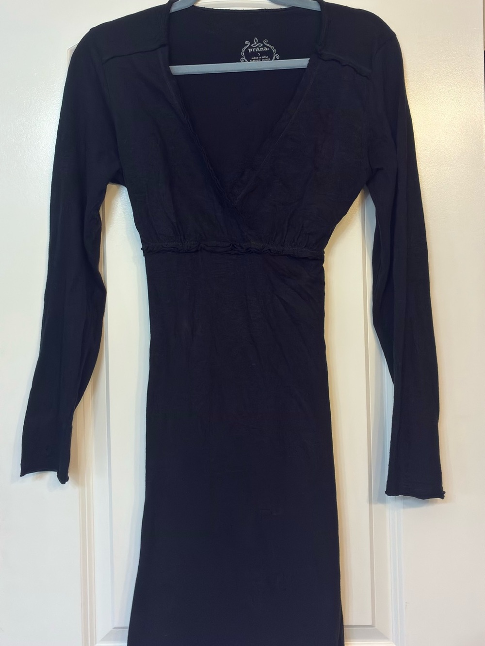 PRANA Women's Black Long Sleeve Wrap-Style Dress